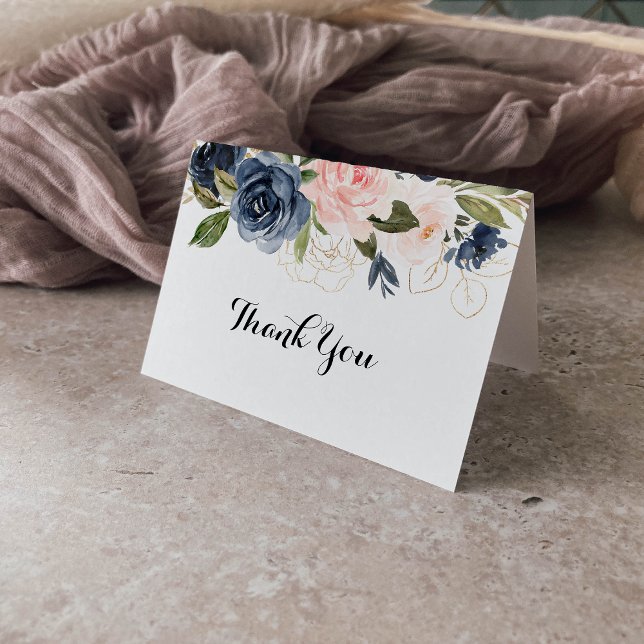 Tarjeta de agradecimiento a Boda plegado con flore (Subido por el creador)