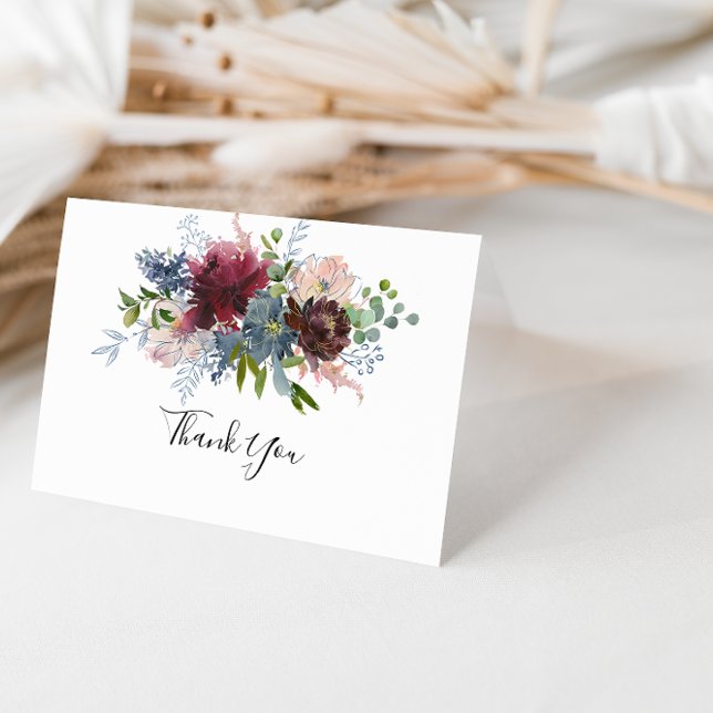 Tarjeta de agradecimiento a Boda plegado con flore (Subido por el creador)