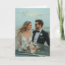 Tarjeta de agradecimiento a Boda plegado de oro de