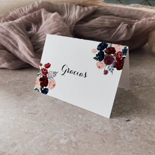 Tarjeta de agradecimiento a Boda plegado floral de