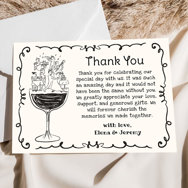 Tarjeta de agradecimiento a Boda quirky dibujado a (Subido por el creador)