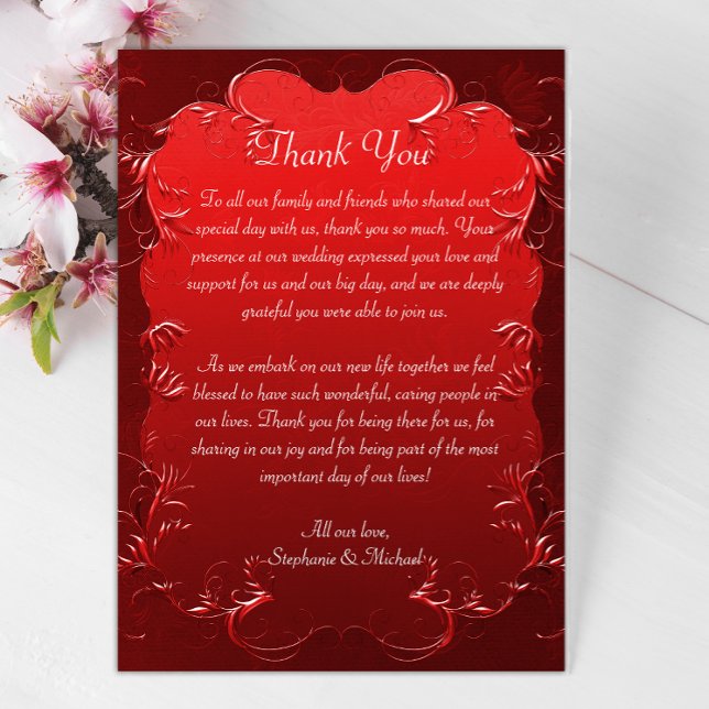 Tarjeta de agradecimiento a Boda rojo decorativo (Subido por el creador)