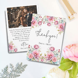 Tarjeta de agradecimiento a Boda romántico