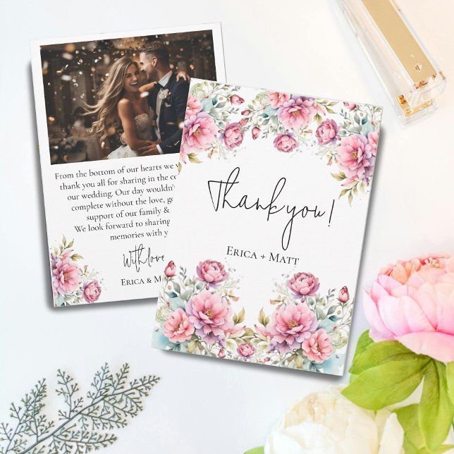 Tarjeta de agradecimiento a Boda romántico (Subido por el creador)