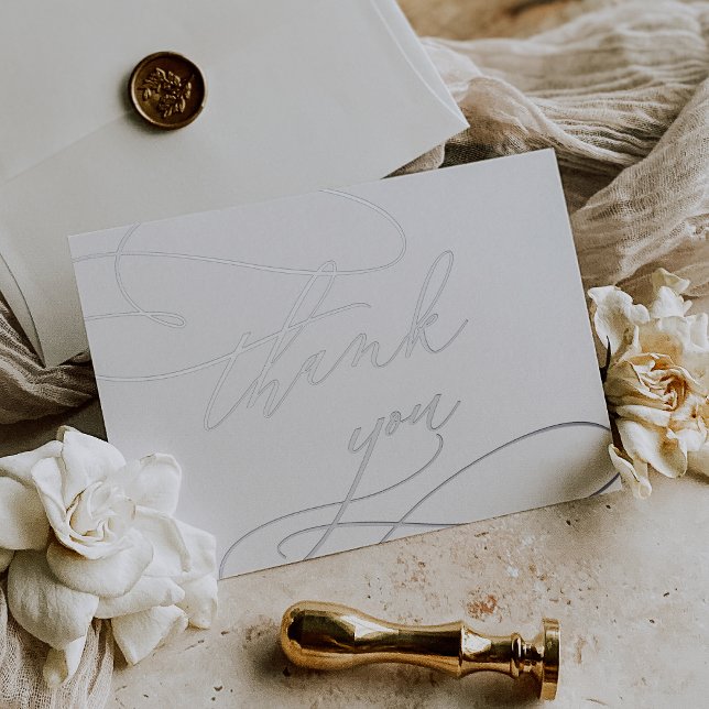 Tarjeta de agradecimiento a Boda romántico de Reli (Romantic Silver Foil Wedding Thank You Card)