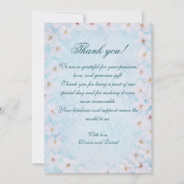 Tarjeta de agradecimiento a Boda romántico floral 