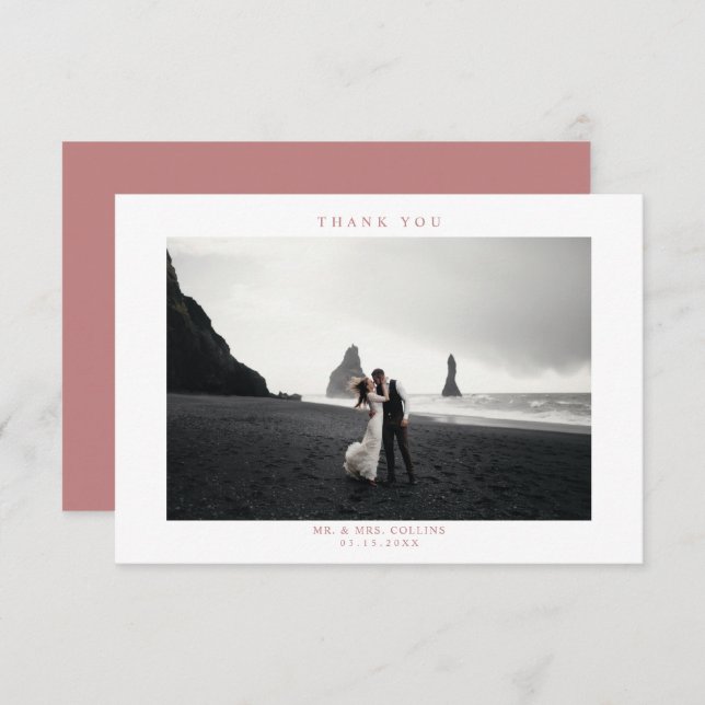 Tarjeta de agradecimiento a Boda Rosado (Anverso / Reverso)