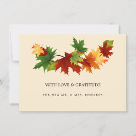 Tarjeta de agradecimiento a Boda simple de Caída