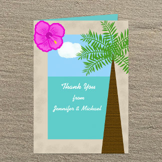 Tarjeta de agradecimiento a Boda Tropical en Playa