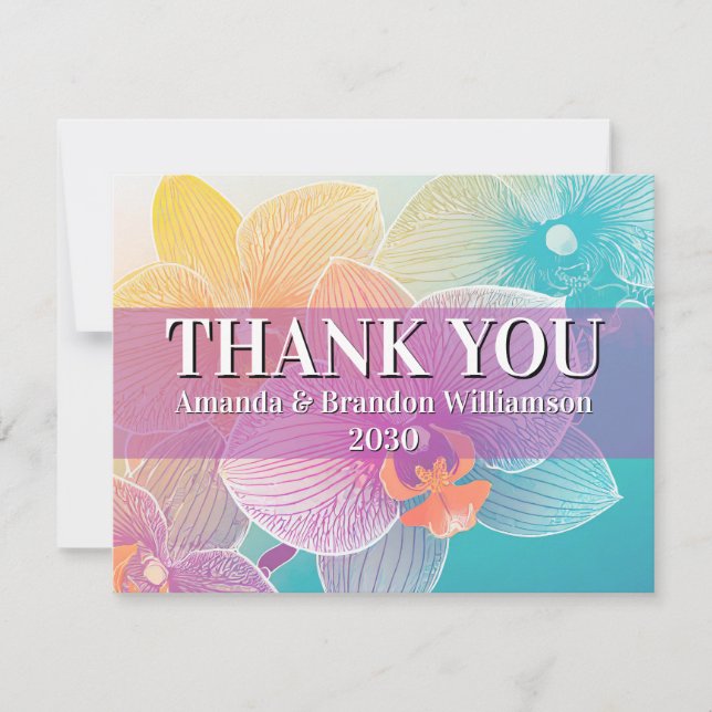 Tarjeta de agradecimiento a Boda tropical orquídea (Anverso)