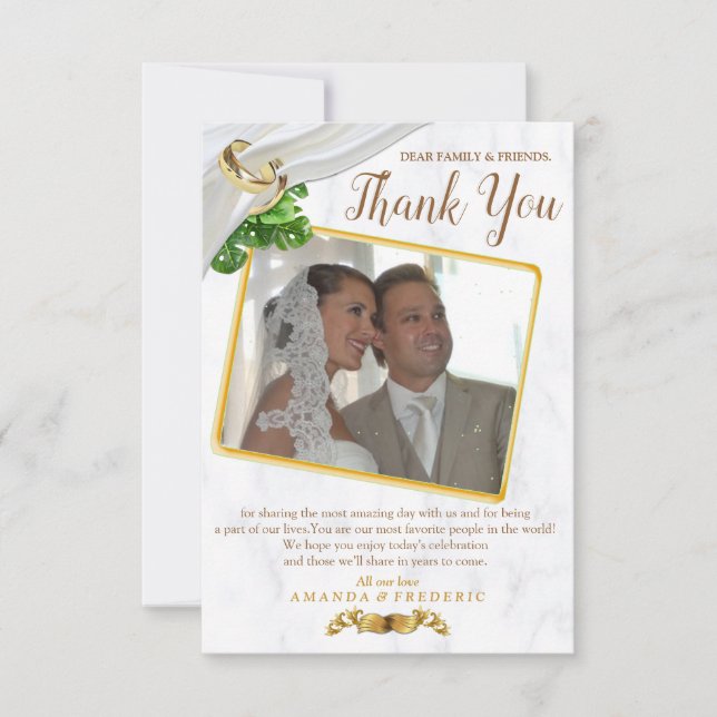 Tarjeta de agradecimiento a Boda tropical romántic (Anverso)
