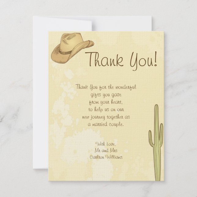 Tarjeta de agradecimiento a Boda Vaquero (Anverso)