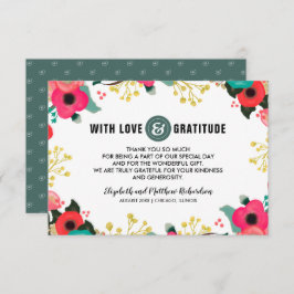 Tarjeta de agradecimiento a Boda Verde azulado ros