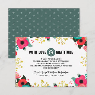 Tarjeta de agradecimiento a Boda Verde azulado ros