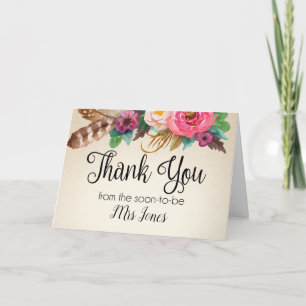 Tarjeta de agradecimiento a Boho Bridal Shower
