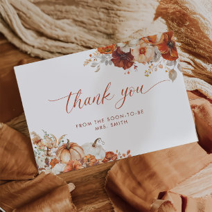 Tarjeta de agradecimiento a Boho Fall Floral Brida