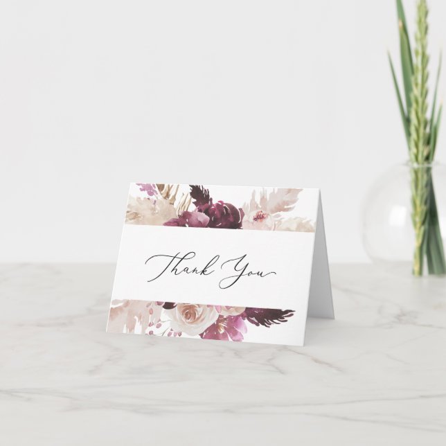 Tarjeta de agradecimiento a Boho Pampas Grass (Anverso)