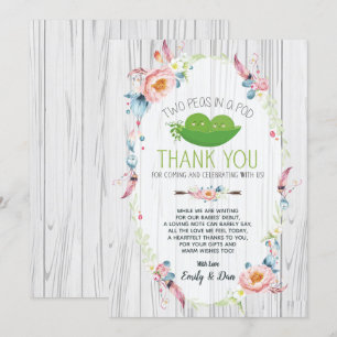 Tarjeta de agradecimiento a Boho Peas en un Pod Tw