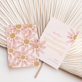Tarjeta de agradecimiento a Boho Pink Yellow Daisy