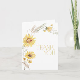 Tarjeta de agradecimiento a Boho Sunflower Bridal 