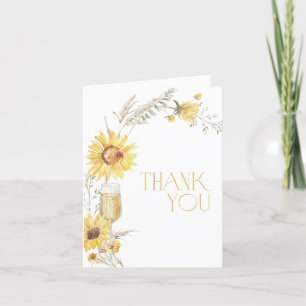Tarjeta de agradecimiento a Boho Sunflower Bridal