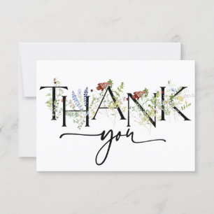 Tarjeta de agradecimiento a Boho Wildflower Waterc