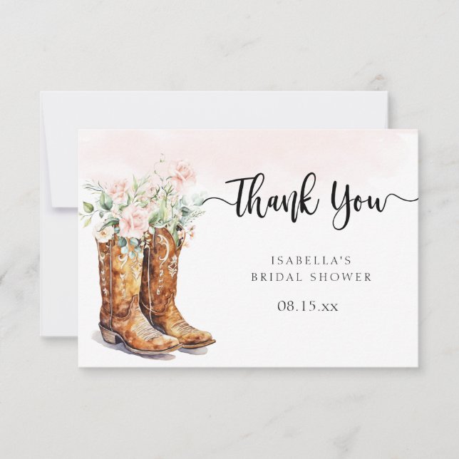Tarjeta de agradecimiento a Boots & Bubbly Bridal  (Anverso)