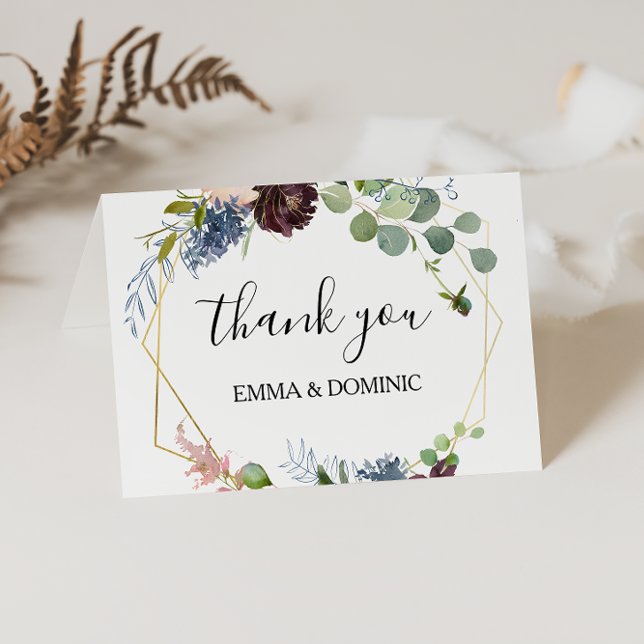 Tarjeta de agradecimiento a Borgoña Floral y Verde (Subido por el creador)