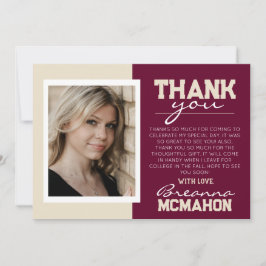 Tarjeta de agradecimiento a Borgoña y Crema Gradua