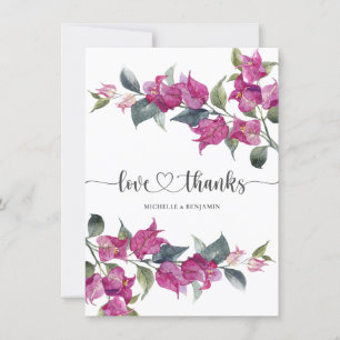 Tarjeta de agradecimiento a Bougainvillea Boda Bri