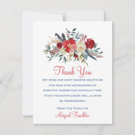 Tarjeta de agradecimiento a Bouquet Red Floral