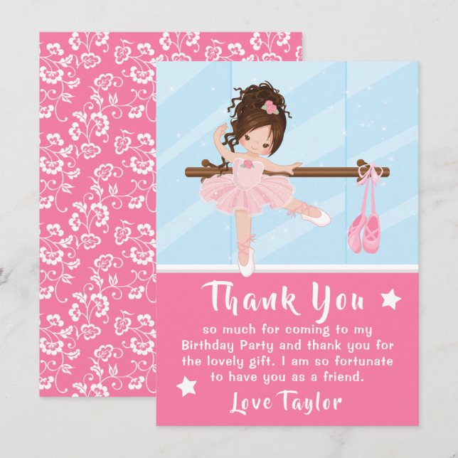 Tarjeta de agradecimiento a Brown Hair Ballerina P (Anverso / Reverso)