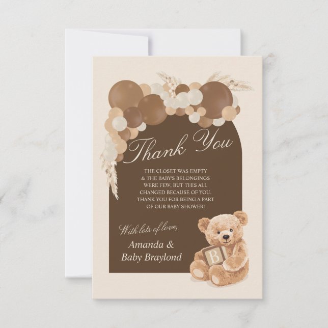 Tarjeta de agradecimiento a Brown Pampas Grass Ted (Anverso)