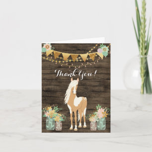 Tarjeta de agradecimiento a caballo de bonito y fl