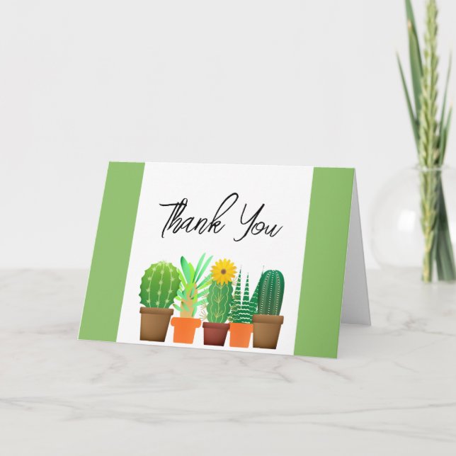 Tarjeta de agradecimiento a Cactus Bridal Shower (Anverso)
