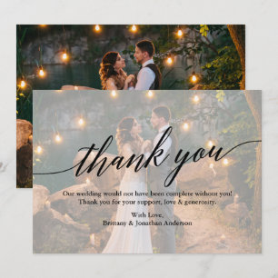 Tarjeta de agradecimiento a Calligraphy Boda Photo