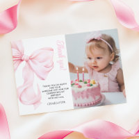 Tarjeta de agradecimiento a Chica de Bow Rosado Pr