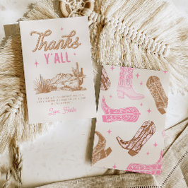 Tarjeta de agradecimiento a chica de vaca rosa