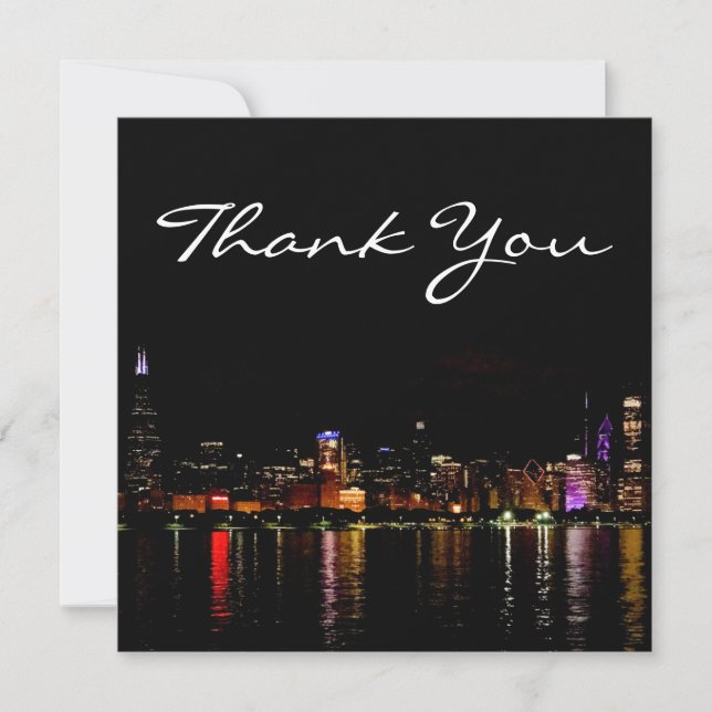 Tarjeta de agradecimiento a Chicago Skyline at Nig (Anverso)