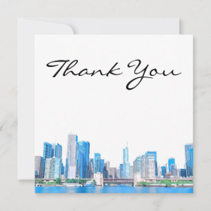 Tarjeta de agradecimiento a Chicago Skyline River 
