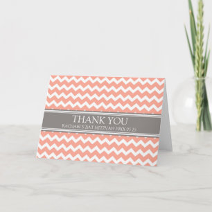 Tarjeta de agradecimiento a Coral Gray Chevron Bat