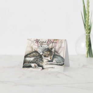 Tarjeta de agradecimiento a Cosy Kittens Cat Art