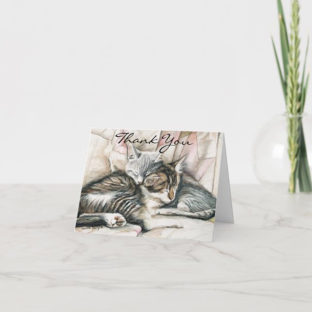 Tarjeta de agradecimiento a Cosy Kittens Cat Art (Anverso)