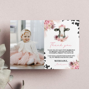 Tarjeta de agradecimiento a Cow Birday