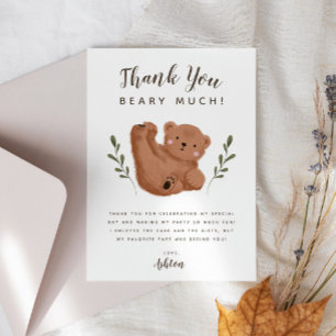 Tarjeta de agradecimiento a Cub Bear Boy Birday Pa