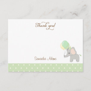 Tarjeta de agradecimiento a Cute Elephant Baby Sho