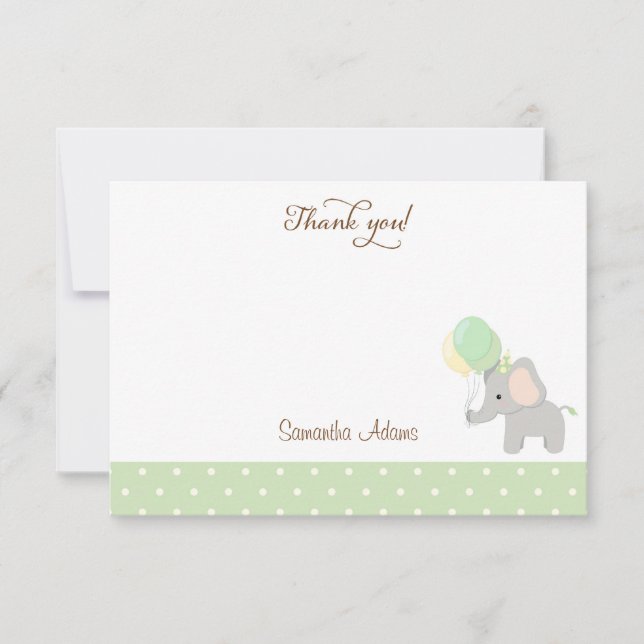 Tarjeta de agradecimiento a Cute Elephant Baby Sho (Anverso)