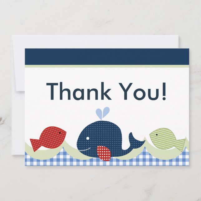 Tarjeta de agradecimiento a Cute Whale/Fish Baby S (Anverso)