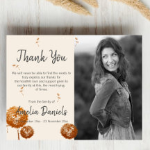 Tarjeta de agradecimiento a Dandelion Clock In Mem