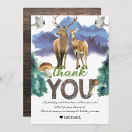 Tarjeta de agradecimiento a Deer Birthday Woodland